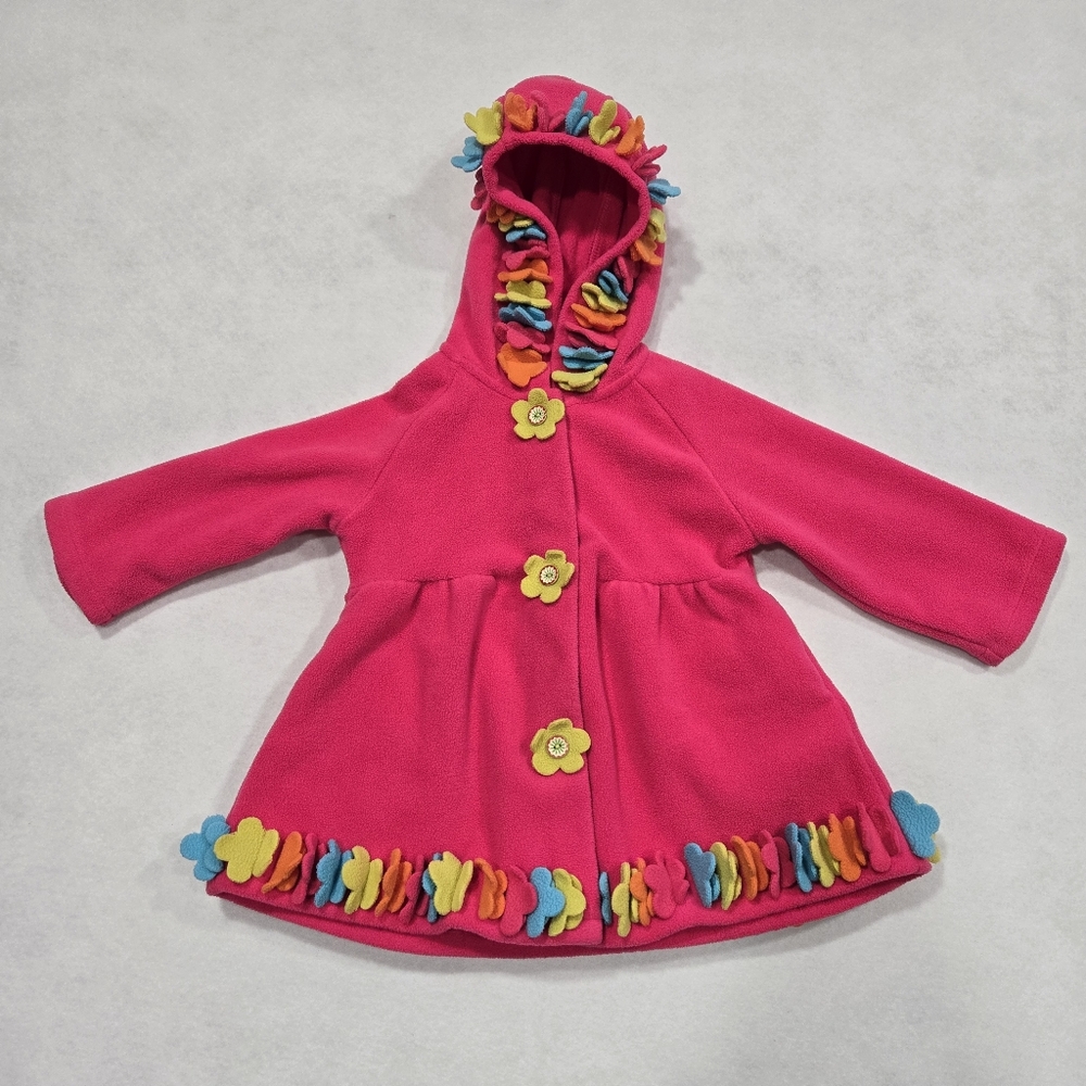 American Widgeon Pink Hooded Sweater Coat with Floral Accents